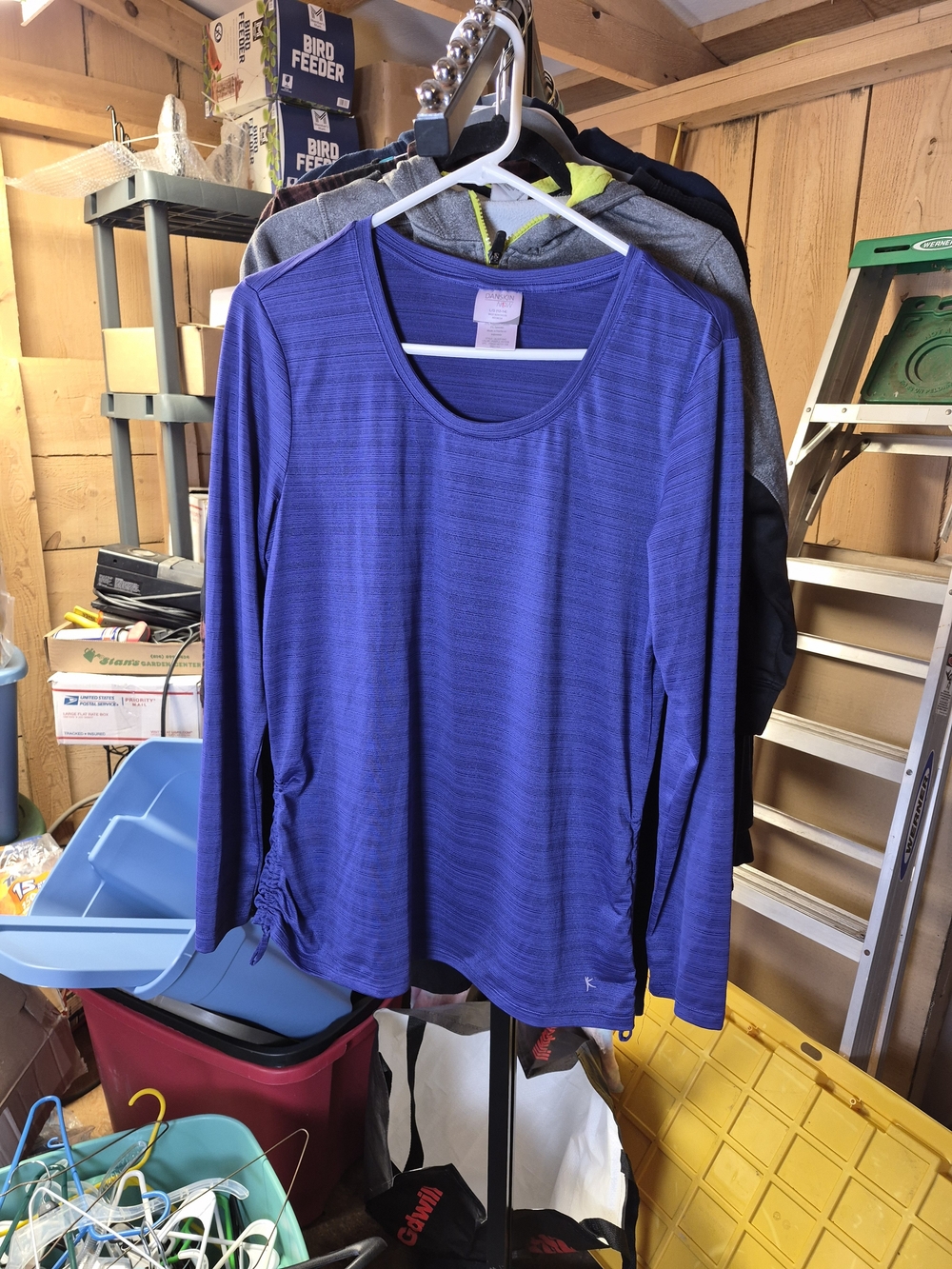 Danskin Now Long-Sleeve Scoop Neck Top in Royal Purple Bin 65